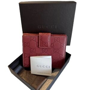 Authentic Vintage Gucci Guccissima Red Leather Wallet with box Made in Italy